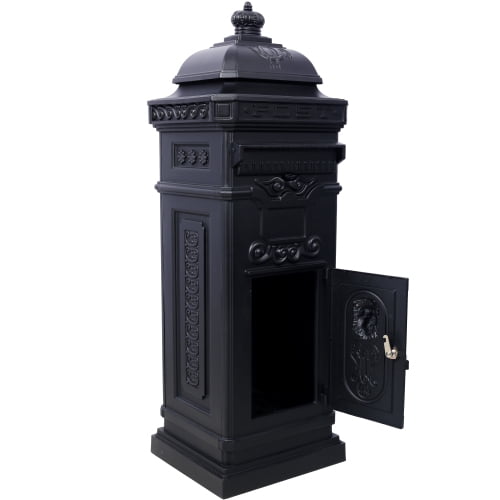 Mailboxs Mailboxes Residential The Court Large-Capacity Letter Box, Garden Floor Safety Mailbox, Outdoor Rainproof Postbox Statue ,black