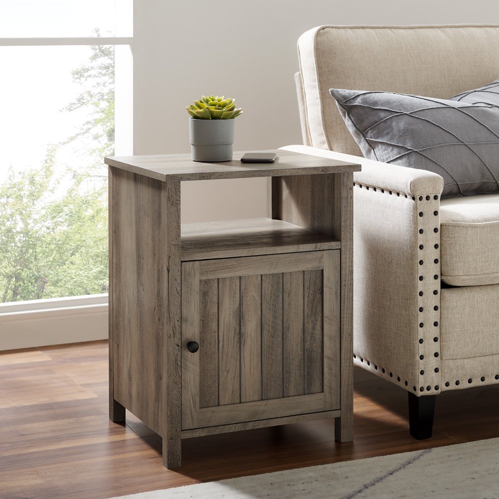Woven Paths Modern Open Shelf End Table, Grey Wash