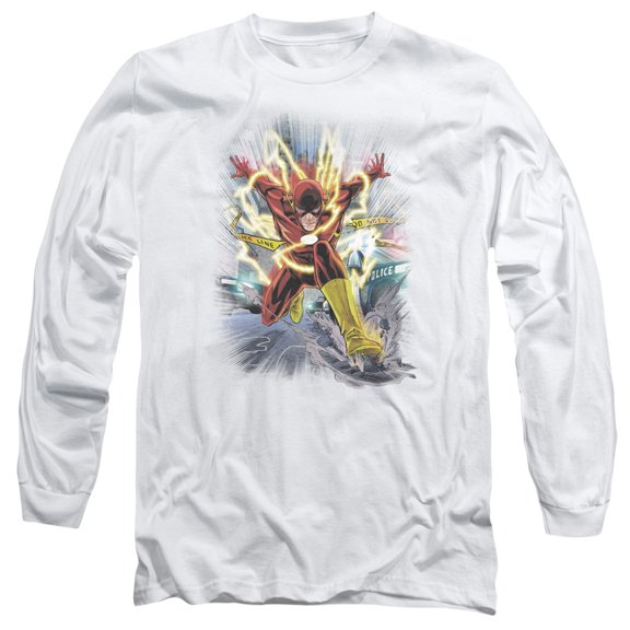 JLA Justice League Brightest Day Flash  Long Sleeve Adult 18/1 T-Shirt White