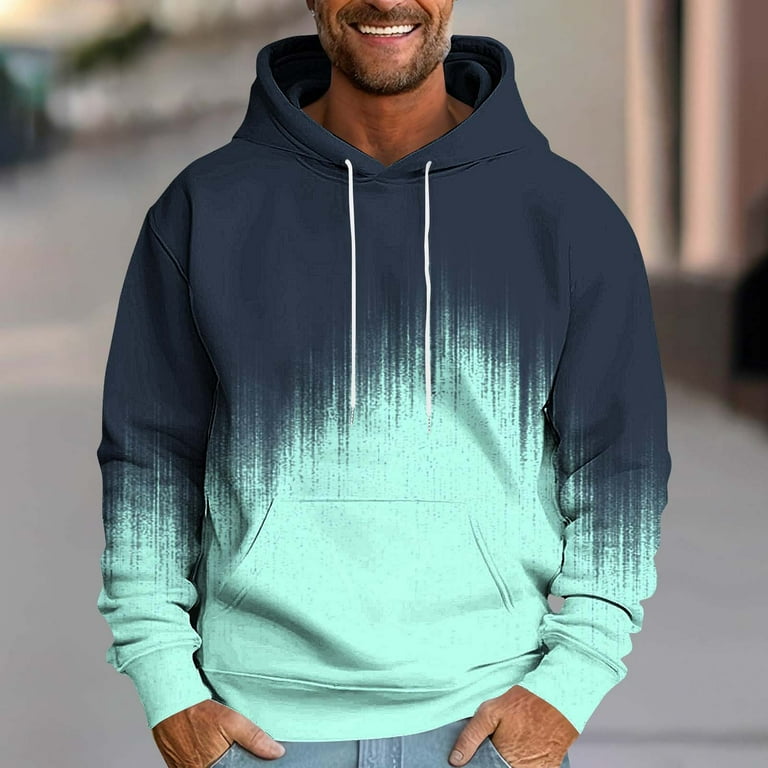 ZCFZJW Tie Dye Hooded Sweatshirts for Men Fall Long Sleeve Casual