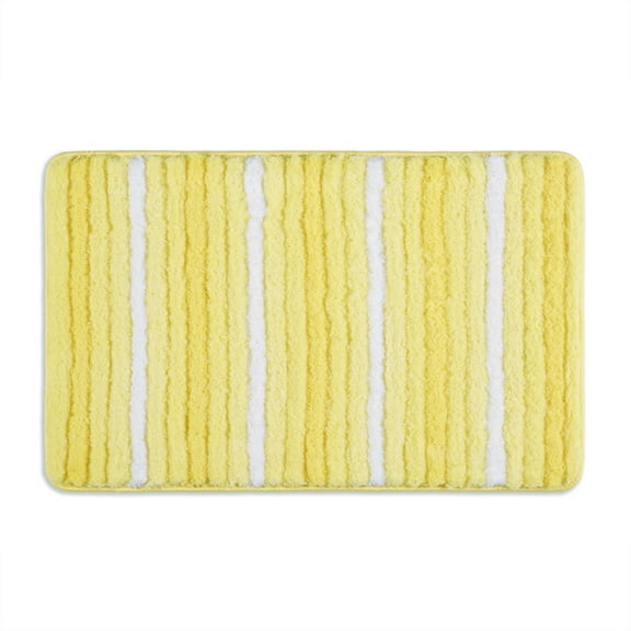 Sohome Chino Striped Machine Washable Bath Mat, Yellow/White, 27"x48"