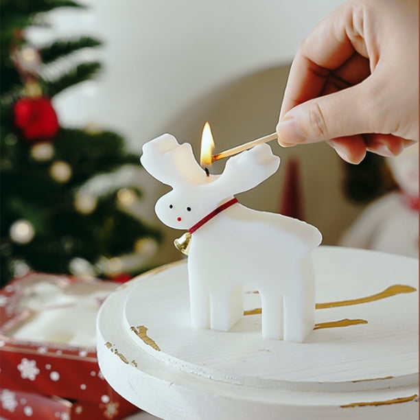 Fiudx Vela Perfumada de Ciervo Navideño, con Forma Clásica de Reno, Ideal para Decorar El Hogar, con Un Aroma Acogedor, Ideal Como Regalo para Familiares y Amigos, 8,5 X 2,2 X 9,2 Cm.