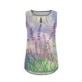 thumbnail image 5 of Usmixi Womens Shirts Sleeveless Round Neck Floral Print Tank Tops Summer Fashion Hollowed Smocked Lightweight Loose Vest Blouse Purple M, 5 of 6