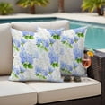 thumbnail image 4 of Summer Hydrangeas Outdoor Waterproof Pillow Covers, White Blue Flowers Pastoral Leaves Decorative Square Throw Pillowcase Sofa Cushion Sham for Patio/Couch/Chair, 18"x18" 2 Pack, 4 of 8