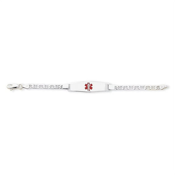 Sterling Silver Rhodium-plated Medical ID Anchor Link Bracelet 7 inches