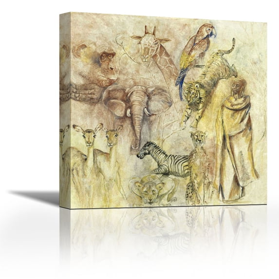 Wild Animals - Contemporary Fine Art Giclee on Canvas Gallery Wrap - wall décor - Art painting - 36 x 36 Inch - Ready to Hang