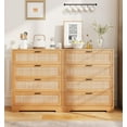 thumbnail image 7 of Senfot Tall Rattan Dresser with 4 Drawers,Modern Wooden Spacious Storage Chest of Drawers with Handles,Wide Top,Easy to Assemble,for Living Room,Bedroom,Hallway,Entryway,Wood Color, 7 of 7