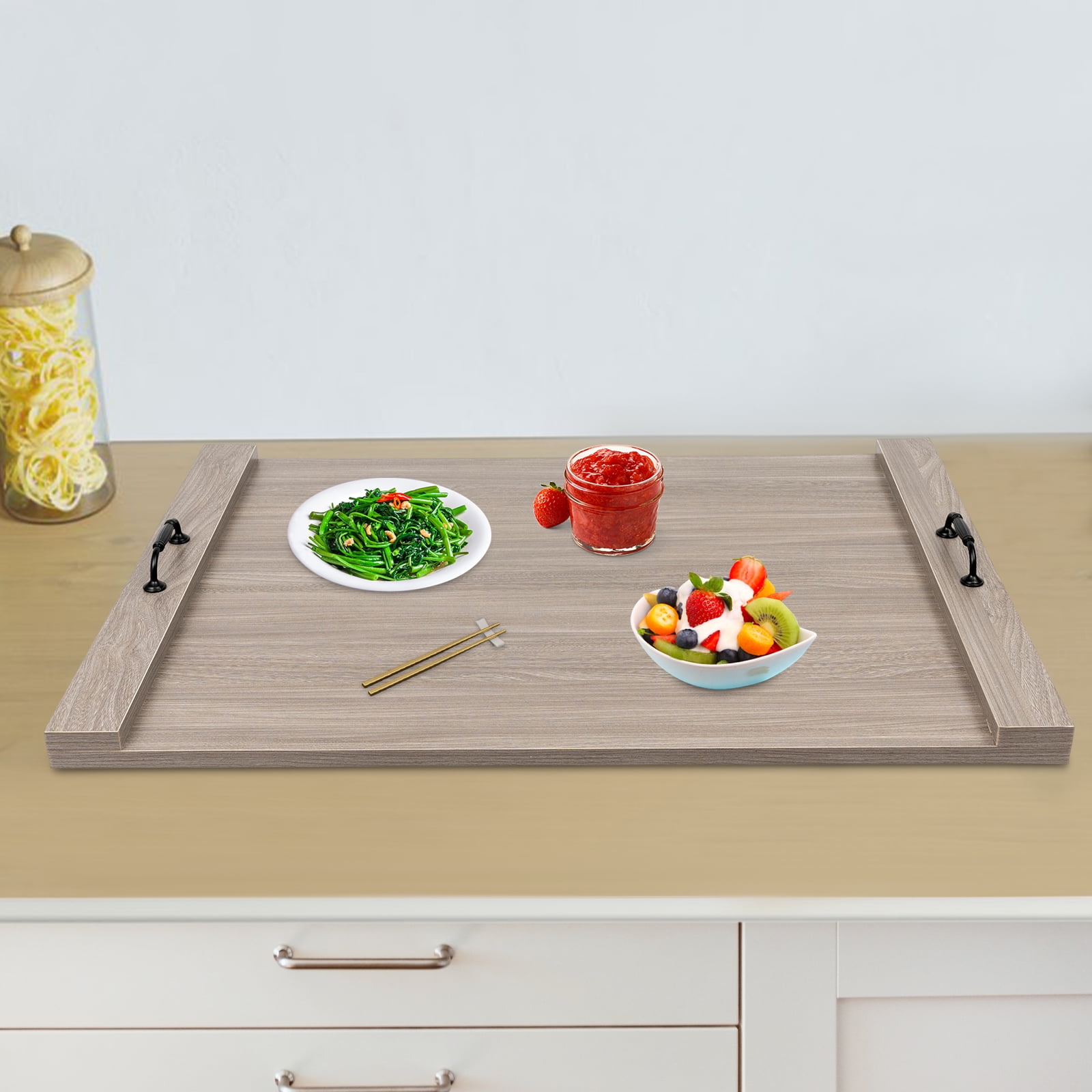 Stove Top Cover with Handles, 30x22 Inches Solid Wood Panel, Space-Saving, Anti-Scratch, Durable, Easy-to-Clean, Perfect for Kitchen, RVs & Small Apartments
