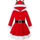 thumbnail image 3 of Disfraz con capucha de alce de Navidad para niñas pequeñas, vestido de princesa de manga larga de Papá Noel rojo con cinturón y sombrero, chal, trajes de Navidad, 3 of 4