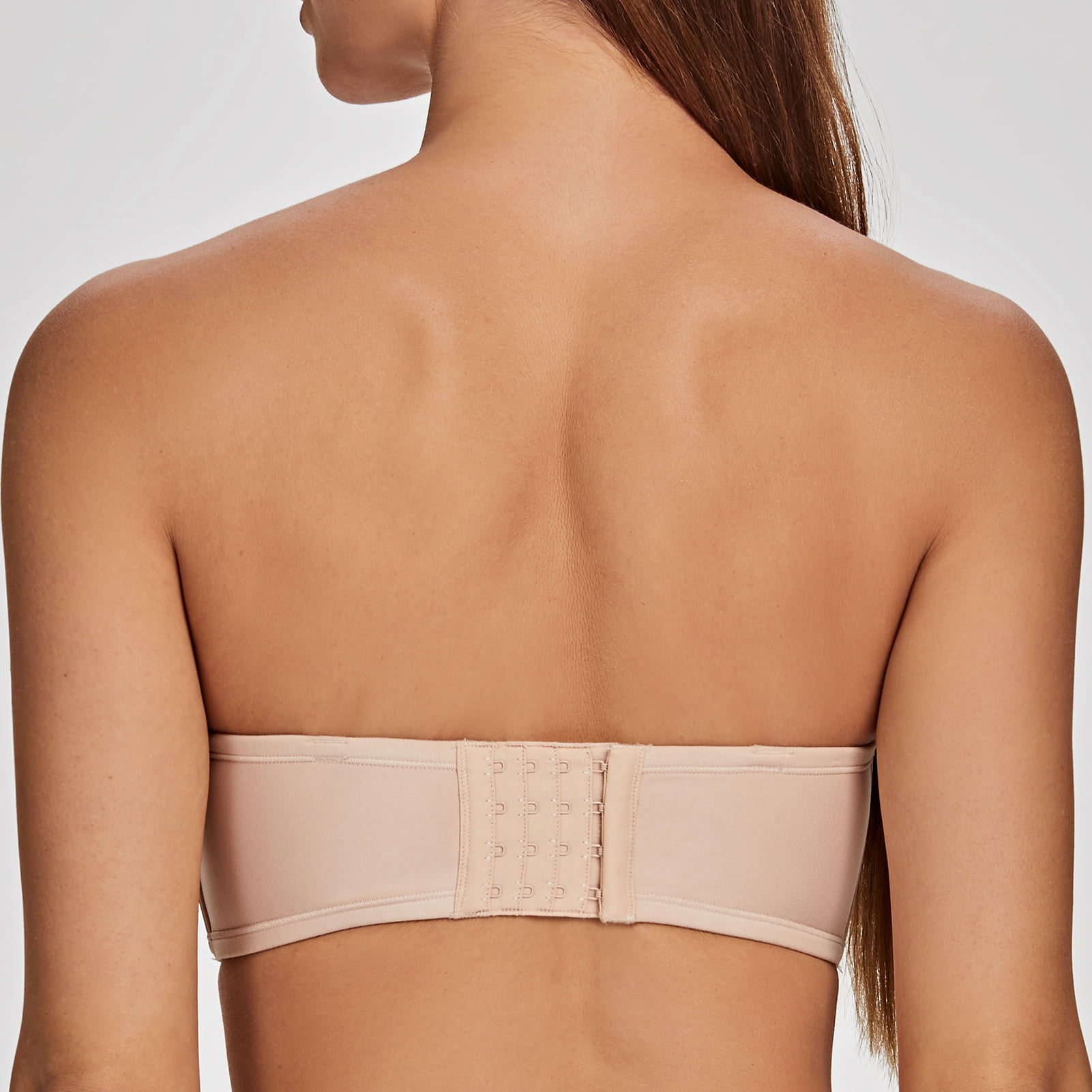 MELENECA Women's Strapless Bra for Large Bust Back Smoothing Plus Size with Underwire Beige 40F
