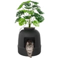thumbnail image 1 of Caja de arena Lifewit Cat con planta sintética y cuchara, negra, 1 of 8