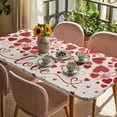 thumbnail image 3 of Red Valentine's Day Table Cloths for 3 Foot Rectangle Tables, Love Heart Modern Art Romantic Rustic Patio Waterproof Elastic Fitted Tablecloths, Washable Rectangular Table Cover for Camping, 3 of 8