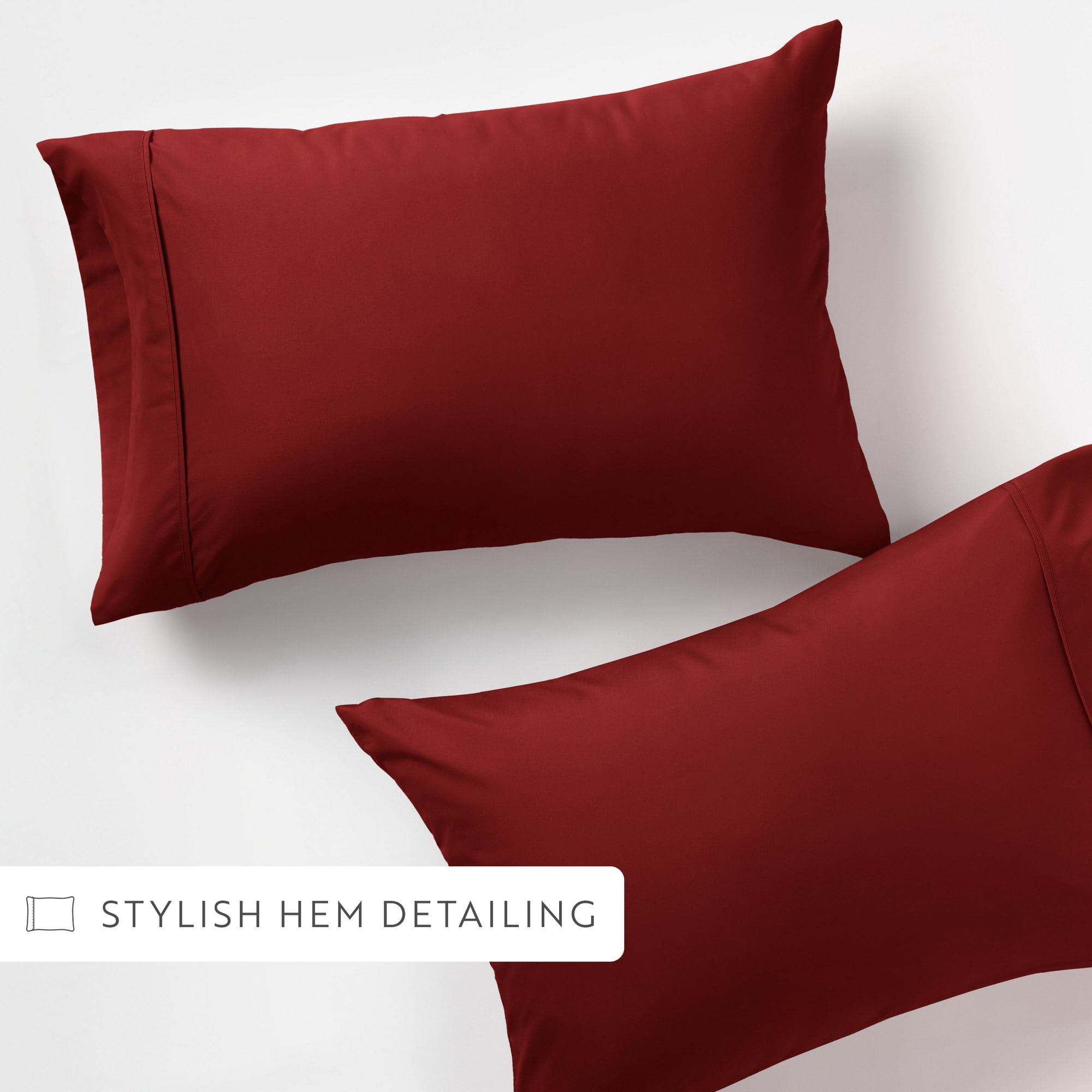 Noble Linens 2 Piece Pillow Case Set, Burgundy, Standard/Queen