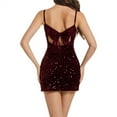thumbnail image 7 of Hvot&aat Women's New Sequin Sparkly Cami Dress V-neck Sleeveless Backless Spaghetti Strap Skirt Cocktail Bodycon Mini Dress, 7 of 7