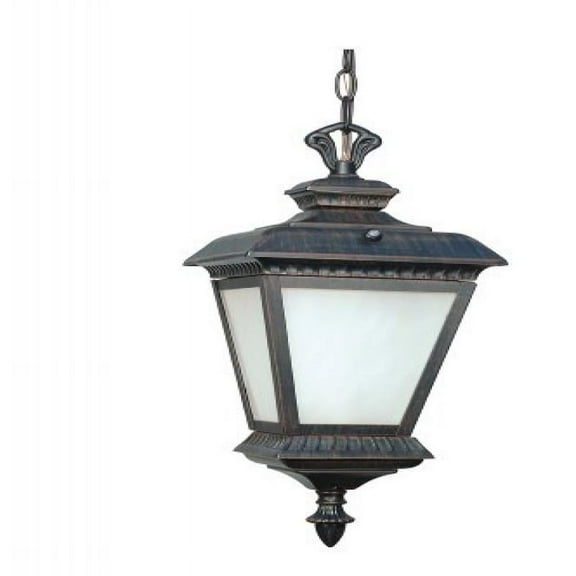 Nuvo Lighting 60/2524 Charter 1-Light Hanging Lantern with Milky White Water Glass and Photocell, Old Penny Bronze