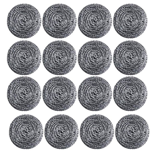 16 Pcs Éponges et Tampons à Récurer en Acier Inoxydable, Tampons Récurants pour Ustensiles en Forme de Balle pour Enlever la Rouille et la Saleté, Nettoyant pour Batterie de Cuisine