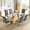 Gold Table+Gold Gray Chair, variant on Glass Dining Table Set of 7, 70” Tempered Glass Top with Twisted X-Shaped Stainless Steel Base, 6 Velvet Cushioned Chairs, for Kitchen & Office