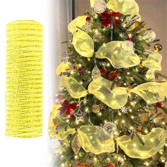 1Roll 10 Yards Christmas Ribbon Sequin,Festival Decorative Ribbons,for Packaging Wedding Decoration Xmas Tree Garland Dly Mesh Ribbon Webbing Home Decor