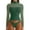 Green, variant on Lace Mesh Sheer Long Sleeve Tops for Women Double Line Crop Tank Neck Fitted Tight T Shirts Blouses Green L