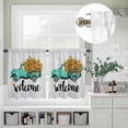 thumbnail image 5 of Kitchen Window Curtains Valance and Tier Set, Watercolor Farm Flower Teal Truck Rod Pocket Tier Curtain Valance Set, Sunflower on Gray Linen Light Filtering Cafe Curtains for Bedroom Living Room, 5 of 9