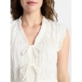 thumbnail image 5 of Time and Tru Women's Textured Tie Front Top, Sizes XS-XXXL, 5 of 6