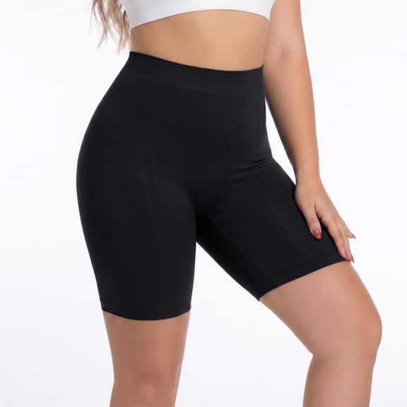 Plus Size High Waist Mid Thigh Shapewear Shorts Anti Chafing Tummy Control Shaper