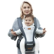 besrey Infant Baby Carrier with Hip Seat,Ergonomic 360 All-Position, Mesh Wearing Carrier , Soft Structured with Hood,  for Dad Plus Size Mom Men ,4-36 Months(Gray)