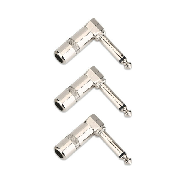 Conector de cable de audio para micrófono de instrumento, tipo L, 3 unidades, 6,3 mm, 1/4 de pulgada, conector de ángulo recto
