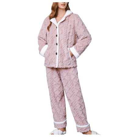 

Womens Pajama Set Women Pajama Sets Women s Hooded Waffle Bathrobe Couples Bathrobe Men And Women Can Wear Autumn And Winter Bathrobes. Pink