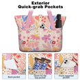 thumbnail image 2 of Tote Bag for Women - Pioneer Flower Shoulder Bag - Large Utility Work Duffle Bag with Zipper Handbag for Travel, Work, Sprots, 2 of 5