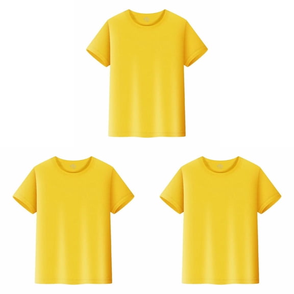 OYXSER 3Pcs Quick Dry Shirts for Boy Short Sleeve Crewneck Mesh Shirts, 2-14 Years