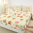 thumbnail image 3 of Feelyou Lollipop Candy Queen Sheet Sets, Kawaii Gingerbread Man Flat Sheet, Cartoon Christmas Style Queen Fitted Sheet, Super Cozy Room Decor, 4 Pieces, 3 of 7