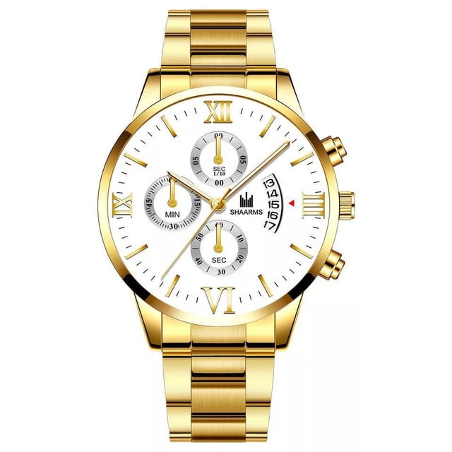 Reloj de cuarzo con correa de acero para hombre, reloj de negocios de tres ojos, falso, de moda, de escala simple