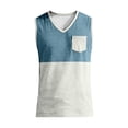 thumbnail image 4 of Men's Two-Tone V-Neck Sleeveless Pocket Tank Top, Casual Gym & Daily Wear Sleeveless Shirt Sky Blue L, 4 of 5