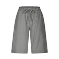 thumbnail image 6 of Tumotour Linen Shorts For Women Running Workout Gym Short High Waisted With Pocket Half Shorts Pants Drawstring Side Pockets For Casual Wear, 6 of 9