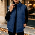 thumbnail image 5 of Women's Padded Vest Stand Collar Sleeveless Zip Front Warm Casual Fall Vest, 5 of 9