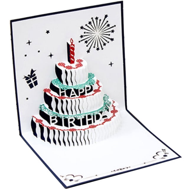 Tarjetas de cumpleaños emergentes en 3D, luz LED, pastel de cumpleaños, música, tarjetas postales, tarjetas de cumpleaños troqueladas holográficas