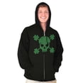 thumbnail image 5 of Saint Patrick's Day Shamrock Skull Zip Up Hoodie Men's Women's Brisco Brands S, 5 of 6