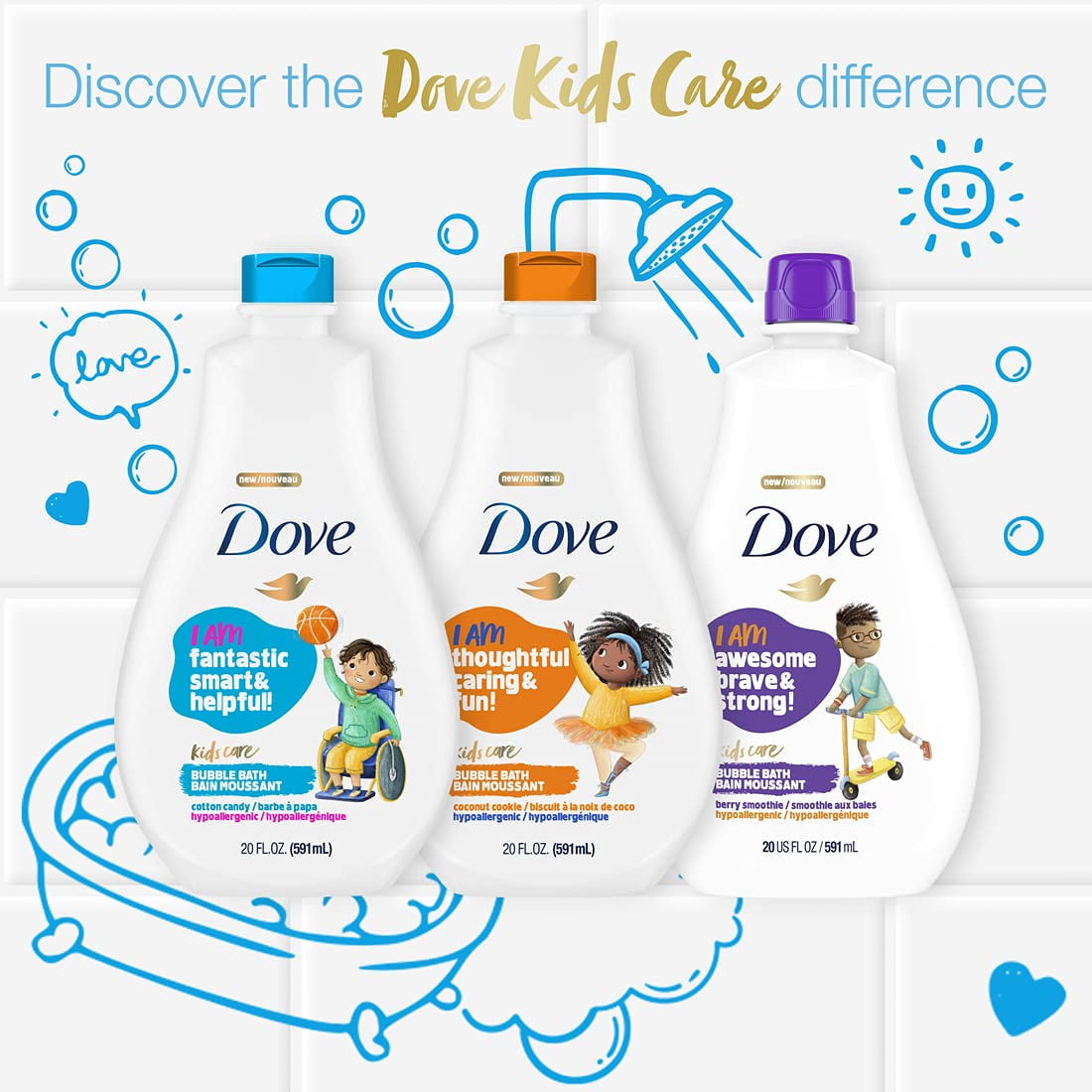 Dove Foaming Body Wash MMF7&nbsp;For Kids 4 Count Berry Smoothie Hypoallergenic Skin Care 13.5 oz