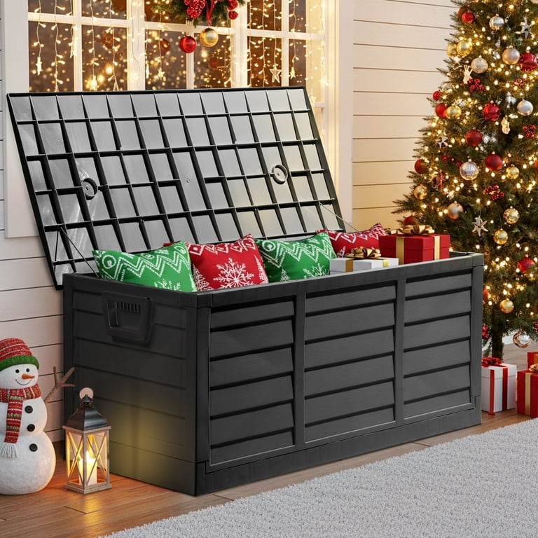 Ktaxon Outdoor Garden Plastic Storage Deck Box Chest with Wheels