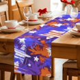 thumbnail image 5 of Blue Red USA Flag Table Runner 70 Inches, Abstract Moden Oil Painting 4th of July Bed Runner Dresser Scarves Tabletop for Indoor Outdoor Parties/Ceremony/Banquet, 13" x 70", 5 of 9