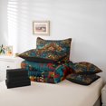 thumbnail image 5 of Homewish Western Tribal Aztec Twin Bedding Sets 7-Piece, Vintage Mandala Rustic Bedding Comforter Set, Teal Orange Triangle Reversible Sheet Sets, Lightweight Room Decor, 5 of 7
