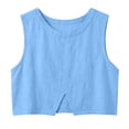 thumbnail image 4 of Qulqfy Cotton Linen Blouses for Women Casual Solid Scoop Neck Sleeveless Loose Crop Spring Summer Trendy Women's Tops XXL, 4 of 7