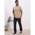 thumbnail image 2 of DARING DIVA Men's Henley Crew Neck Short Sleeve Button Down T-Shirt M Khaki, 2 of 7