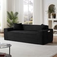 thumbnail image 2 of Leumius Cloud Sofa,3 Seater Boneless Couch with Cupholders,Upholstered Corduroy Fabric Modern Loveseat with Deep Seats for Living Room Bedroom,Black, 2 of 7