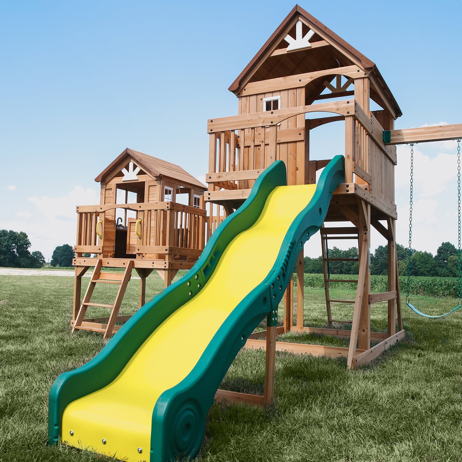 Playhouse Caribbean Wooden Swing Set Backyard Discovery Caribbean