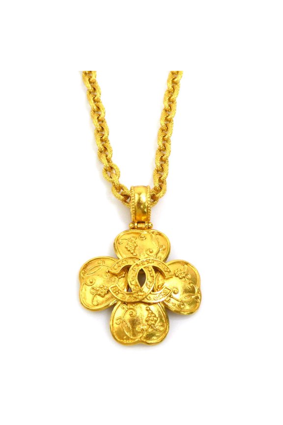 Pre-Owned CHANEL Coco Mark Metal Gold Necklace for Women e61372j (Good)