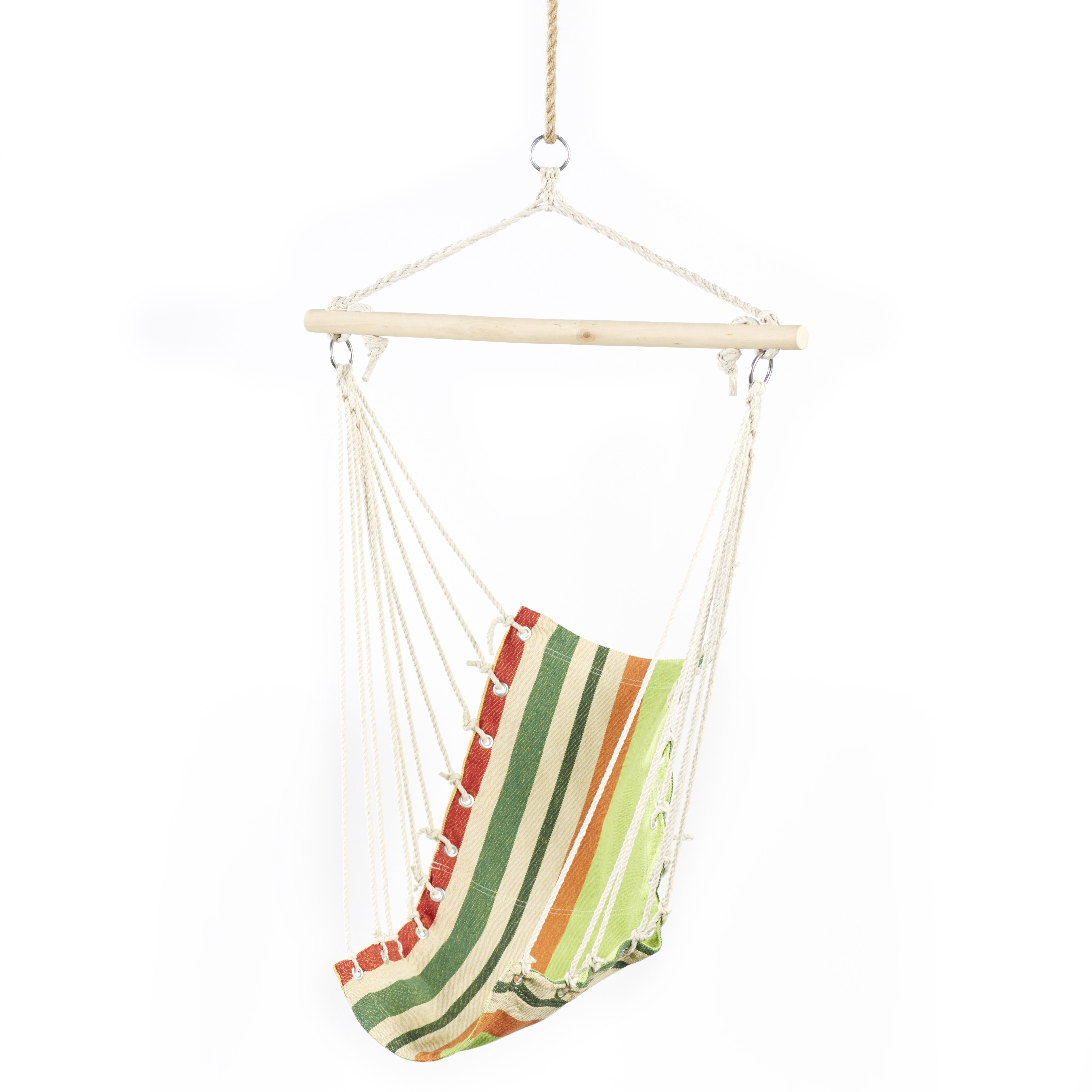 Children39s Hanging Hammock Chair With Rope Support Bar Green Stripes