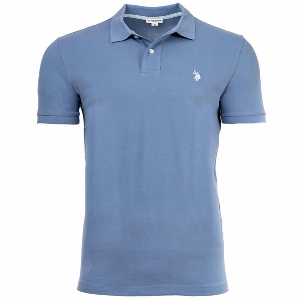U.S. POLO ASSN. Polo para hombre - Piqué cardado, logotipo bordado, algodón Azul XL (X-Large)