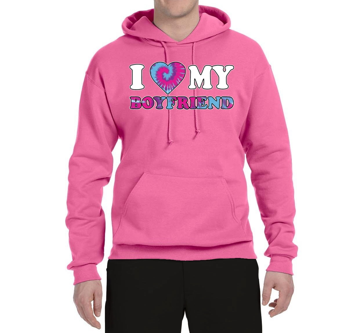 I Love My Boyfriend Tie Dye Pop Culture Unisex Graphic Hoodie Sweatshirt,  Neon Pink, Medium - Walmart.com